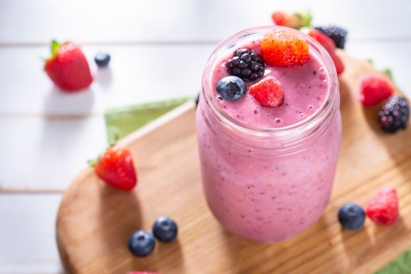 smoothie de fresa para menu semanal para kapha